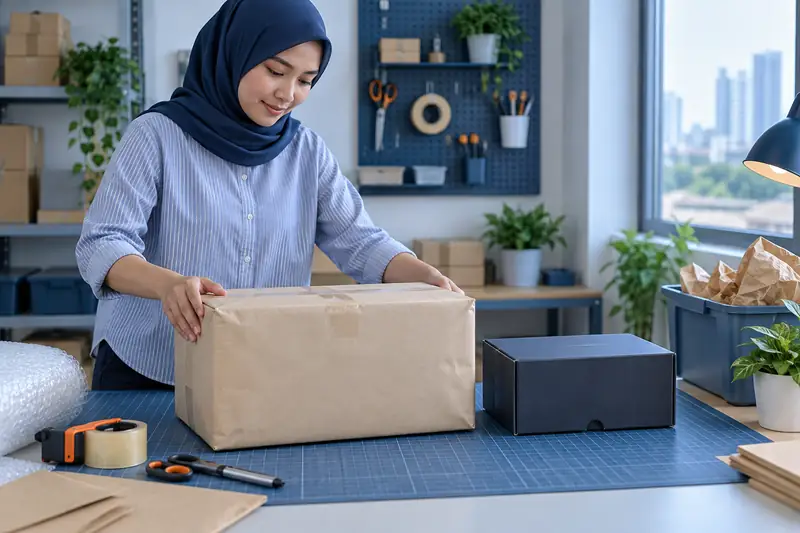Dua bungkusan berlainan saiz dibandingkan